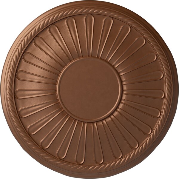 Ekena Millwork Leandros Ceiling Medallion (Fits Canopies up to 6 3/8"), 19 7/8"OD x 1 1/4"P, Polished Copper CM22LNPOS - main